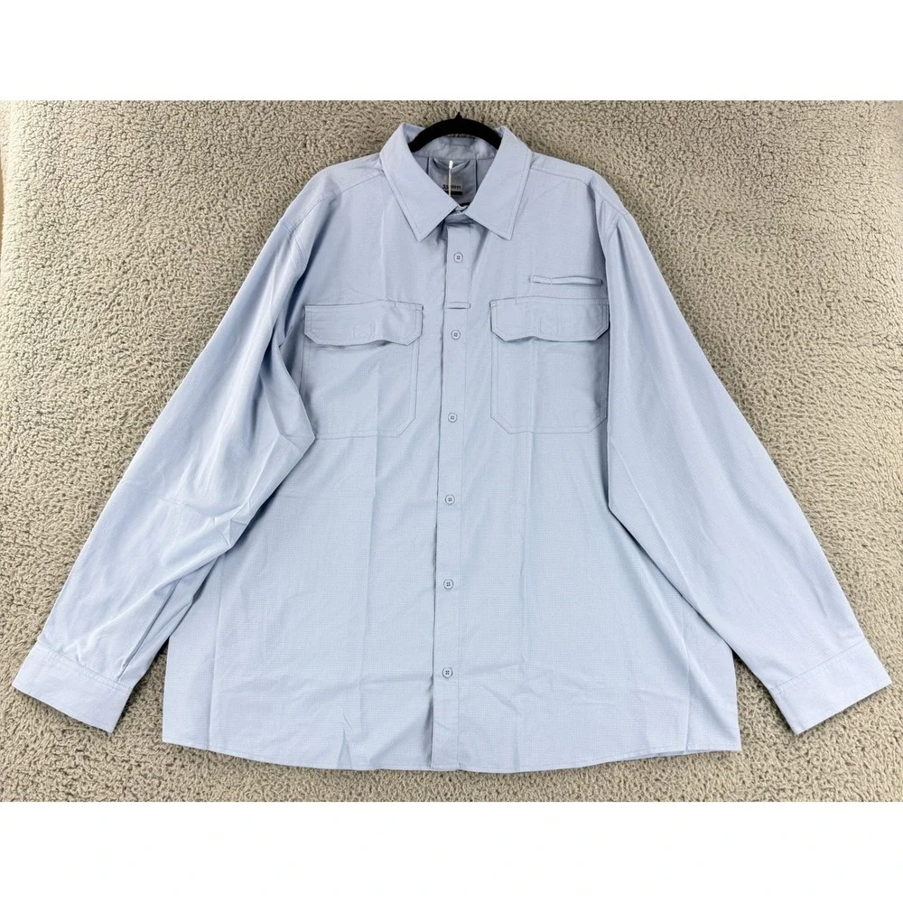 33,000ft Fishing Shirt Mens XXXL Light Blue Air-Hole Tech Long Sleeve Vented